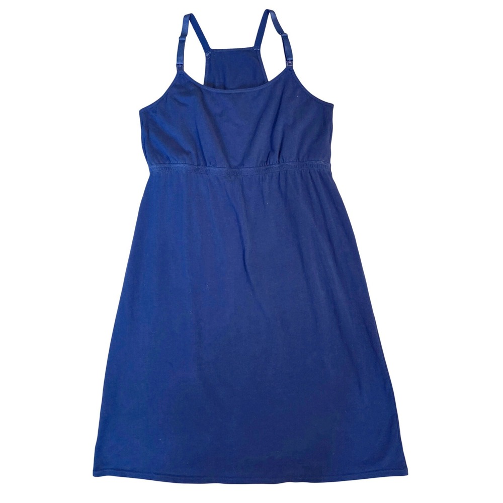 Suiek Womens Nursing Nightgown Royal Blue Cotton Maternity Sleep Dress Large‎